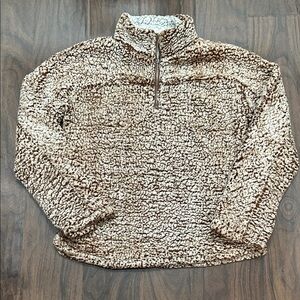 Altar'd State Brown Fleece Quarter Zip Pullover